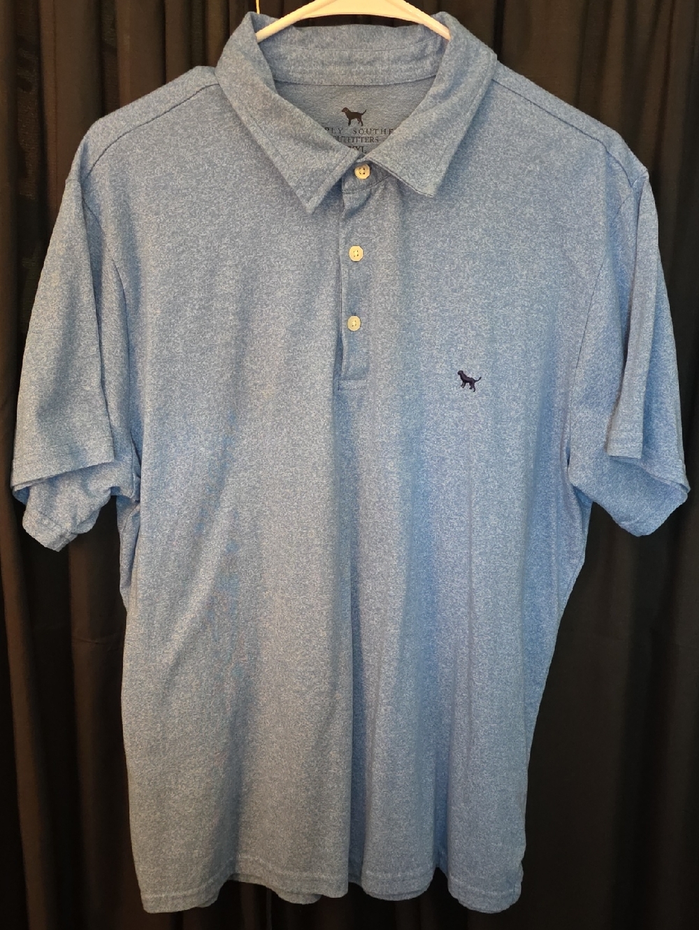 Simply Southern Light Heather Blue Polo with Embroidered Skipjack